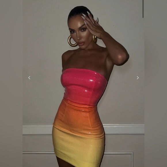 Runaway The Label MALIBU STRAPLESS DRESS - SUNRISE NWT, Small - Picture 2 of 9